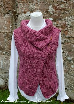 a woman wearing a pink knitted vest