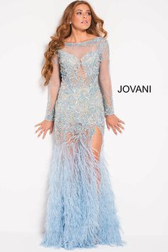 Jovani 37580 Embellished Feathered Long Sleeve Pageant Dress STYLE CODE 37580 AVAILABLE COLORS Light Blue. Ivory, Blalck AVAILABLE SIZES 00-24 Elegant Feather Trim Dress For Pageant, Long-sleeved Gala Dress With Feather Trim, Long Sleeve Dresses With Feather Trim For Gala, Ivory Prom Dresses, Musical Costumes, Wedding Dresses Boho, Wedding Couture, Light Blue Prom Dress, Red Carpet Gowns