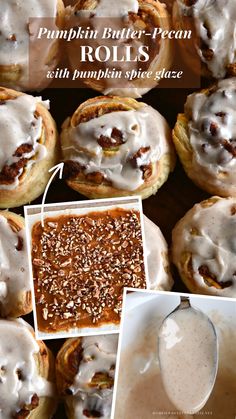 pumpkin butter pecan rolls with pumpkin spice glaze