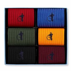 A seasonal twist on our classic collection of Simply Sartorial socks, this 6-pair box features an elegant array of rich shades to take you through autumn and winter in style. Sock Company, Advanced Knitting, Luxury Socks, Sock Drawer, Company Gifts, Subscription Gifts, Comfortable Socks, Retro Stripes, Recycled Yarn