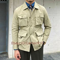 Men's Winter Warm Cotton Safari Jacket Pockets Nylon Hunting Coat Casual Coat     Please note that this is the Chinese size and smaller than U.S size.   If you are not sure the size ,please leave a note wrote your height , weight and chest , and i will give you suggestions.        Please note :   1.Due to the different shooting angle, there will be some chromatic aberration.   2.Because the measurement is manual measurement, there are errors. Thank you！   If you are not sure about your size, ple Men’s Field Jacket, Khaki Outerwear With Stand Collar And Pockets, Khaki Single Breasted Outerwear With Stand Collar, Nylon Outerwear With Pockets And Stand Collar, Military Style Windbreaker With Pockets, Military Style Solid Windbreaker With Pockets, Khaki Long Sleeve Utility Windbreaker, Solid Military Windbreaker With Pockets, Khaki Single Breasted Utility Jacket