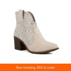 in stock Western Booties, Cute Boots, Shoes Booties, Ivory Color, Stacked Heel, Memory Foam, Heel Height, Cowboy, Shoes Heels