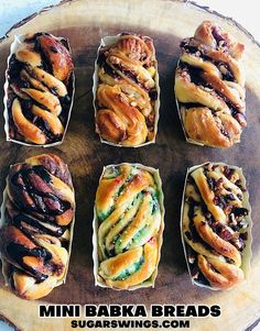 mini bake breads are arranged on a wooden platter with text overlay