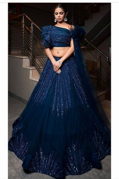 Amazing Blue Colour Designer Lehenga for party looks for more visit https://www.joshindia.com/lehengas.html Designer Lehengas For Wedding, Blue Lahnga Design, Designer Dresses For Reception, Best Colour For Lehenga, Blue Colour Party Wear Dress, Designer Lehenga For Bride, Gawon Design For Engagement, Blue Lehnga Dress, Designer Lehnga Designs