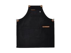 a black apron with leather straps