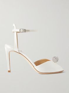 JIMMY CHOO Sacora 85 crystal-embellished satin sandals | NET-A-PORTER Jimmy Choo Sacora, Jimmy Choo Sandals, Satin Sandals, Latest Sandal, Lace Sandals, Satin Set, Crystal Heels, Crystal Shoes, Embellished Sandals