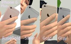 four different views of an iphone 6, 4s, and 5 with text below