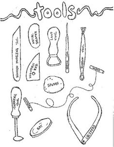 an image of tools that are in the shape of a handwritten word on paper