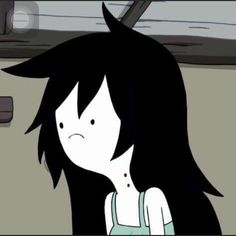 a cartoon girl with black hair and an angry look on her face