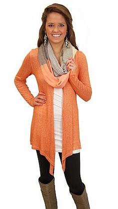 Necessity Cardigan, Orange :: Tops :: The Blue Door Boutique Orange Outfits, The Cardigans, Orange Cardigan, Winter Mode, Orange Shirt, Black And Orange, Beauty And Fashion, Outfits Women, Up Girl