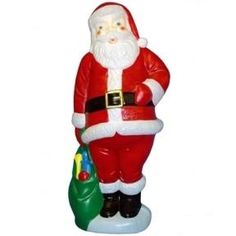 a santa clause figurine holding a watering can