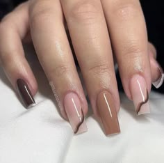 Brown Nude Nails, Vogue Nails, Acrylic Nails Nude, Nails Brown, Nails Autumn, Subtle Nails