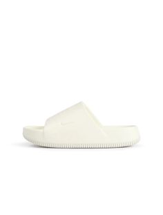 NIKE WMNS CALM SLIDE - SAIL NIKE Comfortable Nike Slides With Rubber Sole, Nike Synthetic Slides With Rubber Sole, Comfortable White Foam Sandals, Functional White Slides With Cushioned Footbed, All Jordans, Swoosh Logo, Nike Womens, Jogger Shorts, Jogger Jeans