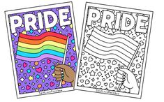 two coloring pages with the words pride on them