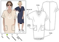 an image of a woman's shirt and dress sewing pattern