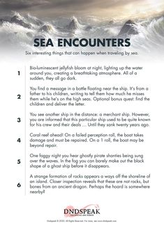 an advertisement with the words sea encounters