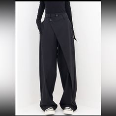 Commense Asymmetrical Wide Leg Baggy Pants Features- High Waits Wide Leg Fold Over Waist New With Tags Measures- Waist: 14.5” (29” Around) Inseam: 30.5” Length: 43” Rise: 13” 80% Polyester, 20% Rayon 3 Puffer Trench Coat, Gothic Pants, Cotton Loungewear, Hoodie Vest, Wide Leg Dress Pants, Two Piece Pants Set, Wide Leg Linen Pants, Long Sleeves Coats, Cotton Coat