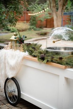 Glass cotton candy container on a wooden cart decorated with pine needles stock photo Cotton Candy Stand Diy, Cotton Candy And Popcorn Stand, Cotton Candy Stand, Mobile Cotton Candy Cart