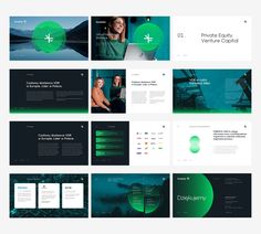 an image of a green powerpoint presentation template with slideshows on the bottom