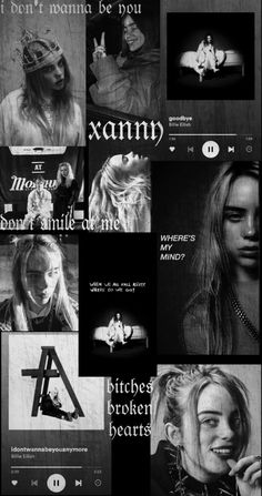 black and white collage with images of women in different styles, from the front to the back