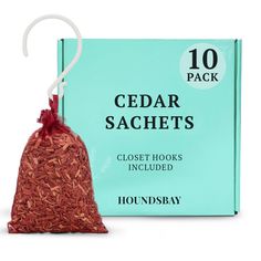 a bag of cedar sachets next to it's packaging