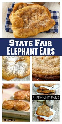 state fair elephant ears with text overlay that reads, state fair elephant ears recipe