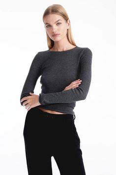 Women's Chantelle Lightweight Cashmere Sweater | NakedCashmere Knit Crewneck, Fitted Silhouette, Cashmere Sweater, Light Weight Sweater, Free Bag, Cashmere Sweaters, Sale Items, Final Sale, Fitness Models