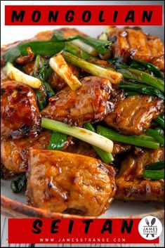 a plate full of meat and vegetables with the words mongolian written above it