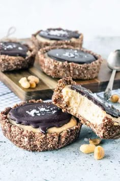 vegan peanut butter tarts on a cutting board