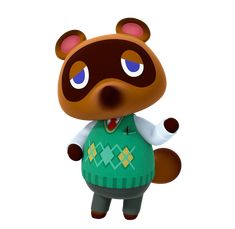 the animal crossing character is wearing a green sweater