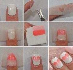 Multicolored Nails, Nail Art At Home, Heart Nail, Heart Nail Art, Simple Nail Art Designs, Super Nails, Diy Nail Designs