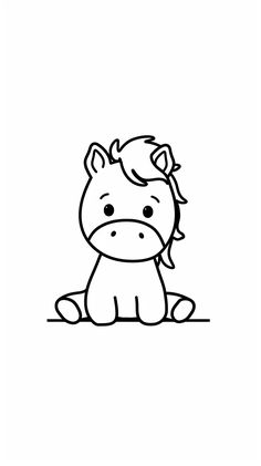 a black and white drawing of a little pony sitting on the ground with its eyes closed