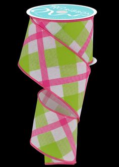 Diagonal plaid pink wired ribbon - Greenery MarketWired ribbonRG0168327 Yellow Lime, Striped Ribbon, Plaid Ribbon, Burlap Ribbon, Wreath Bow, Satin Stitch, Wired Ribbon, Pink Plaid, Yellow Stripes