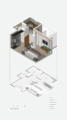 the floor plan for an apartment with two separate rooms