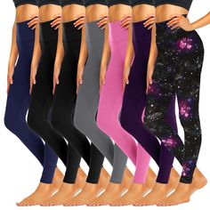 PRICES MAY VARY. 92% Polyester, 8% Spandex Feels Soft Imported Ultra Soft & High Waist: iceROSE black yoga pants are craft in breathable and opaque 4-way stretch fabric, fitted with seamless elastic waistband and comfy stretch. Give you a naked feeling as the second skin moves with you. Affordable 7 Pack & 2 Sizes: 7 pack high rise leggings are available in 2 sizes to fit most women’s shapes. “Small-Medium = One Size US 2-14", “Large-X-Large = Plus Size US 14-20”. A set of seven gives you great satisfaction and convenience. No need to worry about what to wear——a new color every day, wash once a week to free your hands. Different prints, Different Fashion: Our yoga pants for women, four colors combinations, mix of solid and pattern offer more choices for different women's preferences. Fashi Colors Combinations, Black Yoga Pants, Black Yoga, Workout Running, Maternity Clothing, Leggings For Women, Low Impact Workout, 4 Way Stretch Fabric, High Rise Leggings