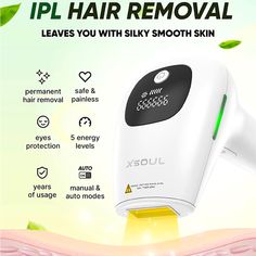 At-Home Ipl Hair Removal For Women And Men Permanent Hair Removal 999,999 Flashes Painless Hair Remover On Armpits Back Legs Arms Face Bikini Line, Corded. Proceeds Feed The Homeless Community And Struggling Families. What's In The Box: 1* Xsoul Ipl Hair Removal Device 2* Razors 1* Protective Glasses 1* User Manual 1* Skin Tone & Body Hair Type Chart 1* Power Plug Hair Type Chart, Type Chart, Permanent Hair Removal, Hair Removal Device, Ipl Hair Removal, Hair Removal Permanent, Hair Remover, Power Plug, Toned Body