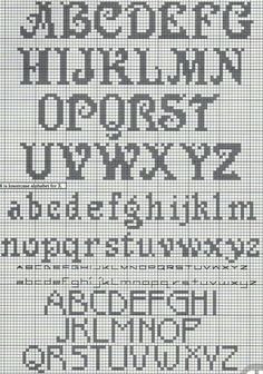 an old fashioned cross stitch alphabet with numbers and letters on the front, in black and white