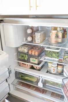 an open refrigerator filled with lots of food