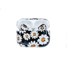 an airpods case with flowers painted on it