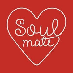 a heart with the word soul mate written in it's center and surrounded by white lettering