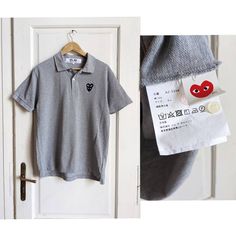 Comme des Garcons PLAY Stacked Heart Polo Shirt - Grey Made in Japan Size: XL, may fit M armpit to armpit: 53 cm  back length: 72 cm  shoulder to shoulder: 46 cm  Great condition, check photo! visit the shop https://garagevintageclothes.etsy.com visit the shop https://garagevintageclothes.etsy.com Free shipping when you buy 2 items and more 🚚 Cotton Streetwear Top With Heart Shape, Cotton Heart-shaped Top For Streetwear, Grey Cdg, Cdg Play, Wool Cape, Comme Des Garcons Play, Beige Cardigan, Comme Des Garcons, Mens Polo