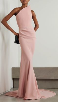 Light Pink Gown, Taffeta Gown, Ellie Saab, Best Wedding Guest Dresses, Pink Gown, Crepe Gown, Brandon Maxwell, Dress Closet, Pink Gowns