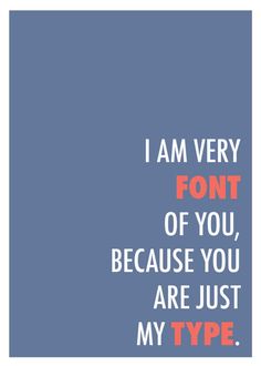 the words i am very font of you, because you are just my type