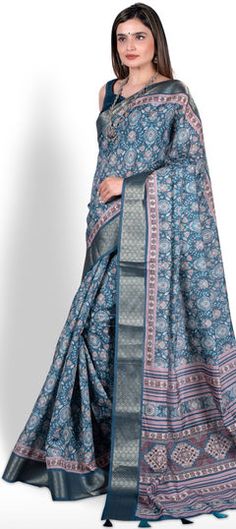 Blue color Saree in Art Silk, Silk fabric with Digital Print work Blue Color Saree, Party Wear Traditional, Traditional Saree, Color Art, Traditional Sarees, Blouse Length, Petticoat, Silk Fabric, Blue Fashion