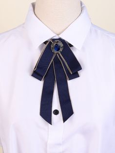 1pc Gemstone Decor Bow Tie Solid Color Bow Tie For Decoration Navy Blue    Fabric     Women Accessories, size features are:Bust: ,Length: ,Sleeve Length: Womens Ties, Bow Tie Women, Gemstone Decor, Shirt Collar Pins, Cloth Art, Fake Collar, Tie Women