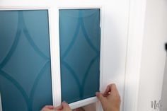 Find out how I added privacy to these 2 clear glass french doors. It involves no curtains, film or stained glass. It's budget-friendly and cost less than $20! See the full tutorial for this home decor project. #100RoomChallenge #frenchdoors #masterbedroommakeover #cricutHomeDecor #CricutDIY French Door Privacy, No Curtains, Diy French Doors, Office French Doors, French Door Window Treatments, French Door Windows, Door Privacy, Door Window Covering