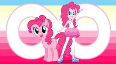 two pinkie ponies standing next to each other in front of the number 50