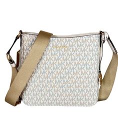 New With Tag Michael Kors Jet Set Travel Small Shoulder Crossbody Messengerbag Canvas Coated Blend Mk Signature Light Cream 100% Authentic Retail: $348.00 Plus Tax **Please See The Measurement For The Size** No Dust Bag Zip Top Closure Michael Kors Logo At Front Gold Toned Hardware Custom Fabric Lining 1 Slip-In Pockets 8.25"(L) X 8.25"(H) X 2.75"(D) Strap: 18"-23" Very Clean, Smoke-Free And Pet-Free Environment. Beige Logo Crossbody Bag, Cream Michael Kors Crossbody Shoulder Bag, Michael Kors Cream Crossbody Shoulder Bag, Michael Kors Beige Crossbody Shoulder Bag, Cream Coated Canvas Crossbody Shoulder Bag, Beige Logo Crossbody Shoulder Bag, Beige Logo Shoulder Bag Crossbody, Michael Kors Cream Bag With Adjustable Strap, Michael Kors Cream Shoulder Bag With Branded Hardware