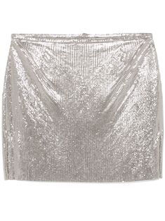 silver-tone chainmail detailing side press-stud fastening side slit central rear vent straight hem thigh-length Mini Skirt Grey, Silver Skirt, Rare Gifts, Fall Capsule Wardrobe, Slip Skirt, Iconic Bags, Demi Fine Jewelry, Paco Rabanne, Gray Skirt