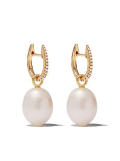 Annoushka 18kt Gold Diamond Pearl Drop Earrings - Farfetch Kate Middleton Jewelry, White Topaz Earrings, Pearl Drop Earrings Gold, Drop Earrings Gold, Jewelry Accessories Ideas, Accessories Ideas, Brown Diamond, Pearl Charms, Fine Earrings